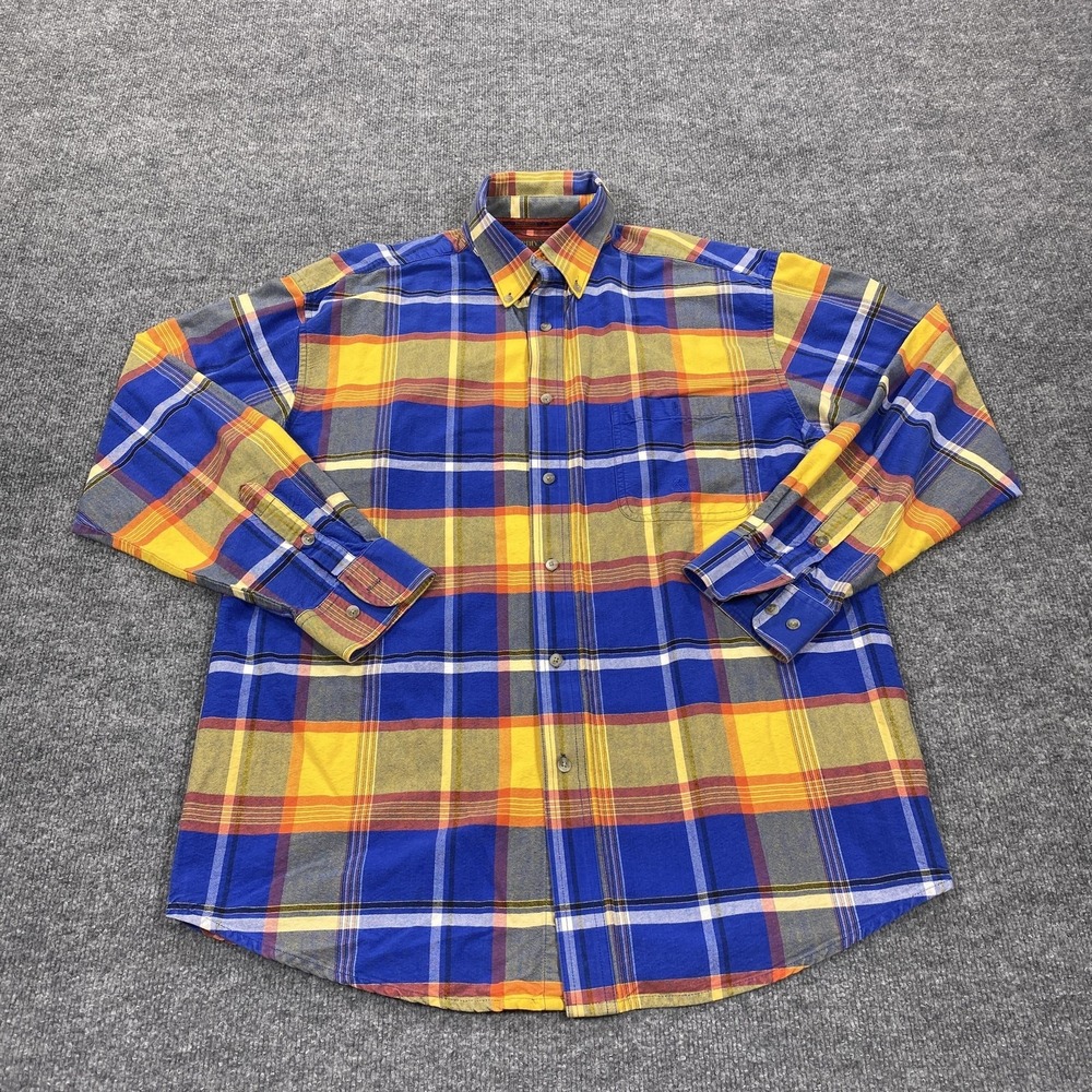 Vintage Wrangler TwentyX Shirt Mens Large Blue Yellow Plaid Vented Western